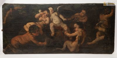 une image représentant un tableau où figure un groupe d'hommes nus