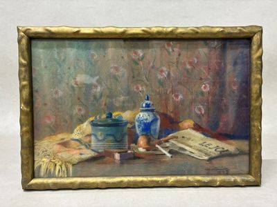 une photo d'une photo d'un tableau représentant une nature morte