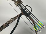 the bow and arrows are ready to be used for archery