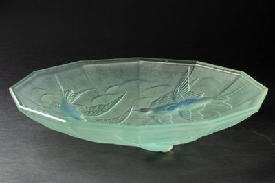 EZAN FRANCE Grande coupe en verre dans les tons de vert sati…