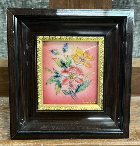Email de Limoges « Fleurs » par l’Atelier BONHOMME. 7 x 6 cm 