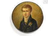 painting of a young boy in a blue jacket and tie