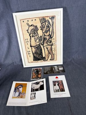 Pepe Doñate (né en 1949) , "Femme", technique mixte sur papi…
