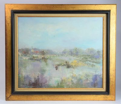 BLOT P., "Plaine inondée" Huile sur toile signée en bas à ga… - Photo 1