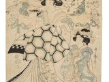 un tableau représentant une femme en kimono et une femme en kimono