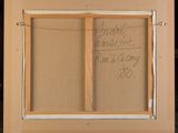 a picture of a painting on a easel with a message written on it