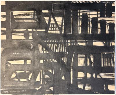 une photo en noir et blanc d'un escalier dans un immeuble