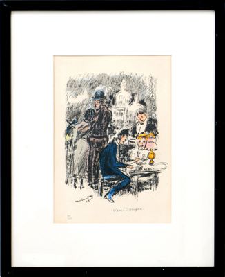 une image représentant un dessin d'un homme et d'une femme assis à une table