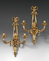 Paire de grandes appliques en bronze doré à deux bras de lum…