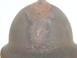 a close up of a helmet on a white background