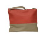 an image of a red and tan bag on a white background