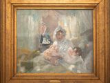 une image représentant un tableau où l'on voit une femme tenant un bébé dans ses bras et deux enfants