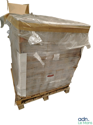 a pallet full of pallets with a large box on it
