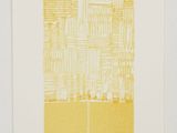 an image of a yellow and white print on a white wall