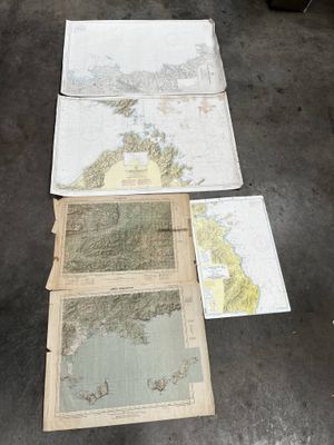 Mer Méditerranée, Lot de 5 Cartes Marines détaillant la côte…