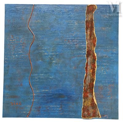 Jean-Pierre Daubin Composition abstraite sur fond bleu