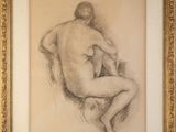 a drawing of a nude woman sitting in a chair