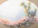 a picture of a painting of a tree in the middle of a field
