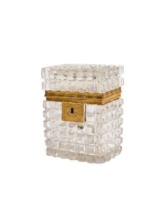 an image of a glass box with a lock on top of it