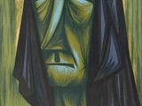 a painting of a man with a hood on his head