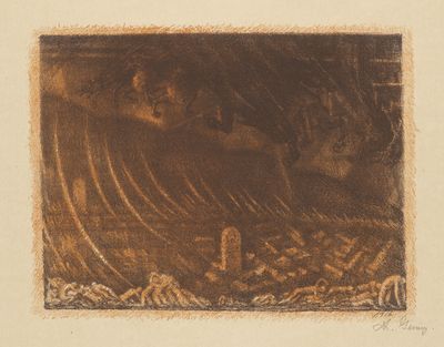une image représentant un dessin d'un homme sur une planche de surf dans l'océan