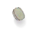 an oplite and diamond ring, by van cleef