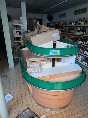 a large display in the middle of a store with boxes on it