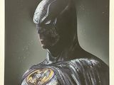 signed signed photo of batman in full costume in black and white frame