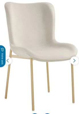 Lot de 2 chaises rembourrées en velours crème/or - Photo 1