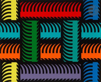 an image of a multicolored pattern of spirals on a black background
