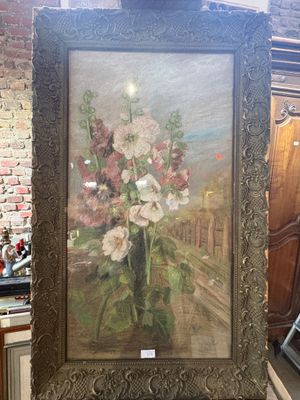 a picture of a painting of flowers in a vase