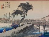 un tableau représentant un homme assis sur un banc au bord de l'eau