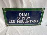 Panneau de rue français en émail, Quai Dissy, Les Moulineaux