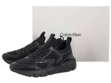 black leather sneakers with logo od calvin klein
