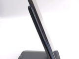 a close up of a cell phone on a stand