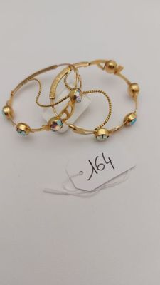 Paire de créoles or 750° avec pierres Diam: 3,5cm env - Poid…