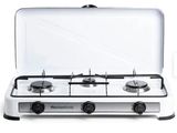 a white stove top with two burners on it