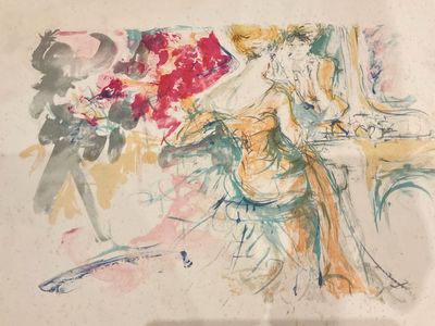 Attribué à PÉCNARD. "Dans la loge" Gouache sur papier, non s…