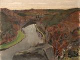 an image of a painting of a river running through a valley