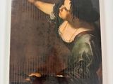 a picture of a painting of a woman pointing at something