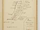 an open book with a drawing of a map on it