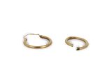 a pair of gold hoop earrings on a white background