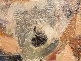 a painting of a teddy bear sitting on a chair