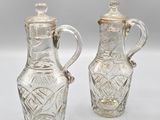 pair of cut glass vases with handles and handles