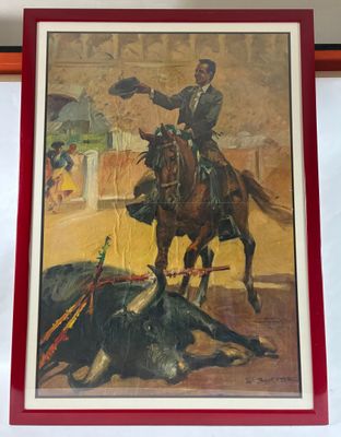 B. BALLESTAR - Affiche de corrida de rejon signée en bas à d…