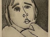 drawing of a young girl with a cigarette in her mouth