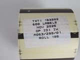a label on a roll of paper that says it is a label