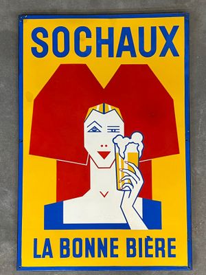 an old poster of a woman talking on a cell phone
