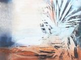 abstract painting of a plant in a vase on a table