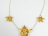 a gold plated necklace with four stars on it